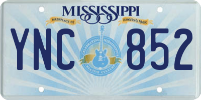 MS license plate YNC852