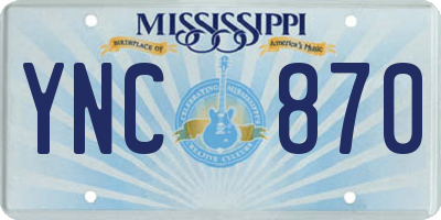MS license plate YNC870