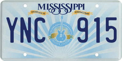 MS license plate YNC915