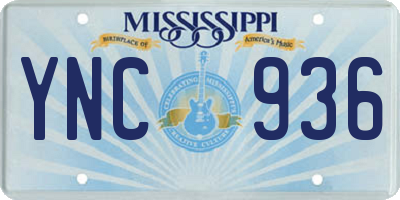MS license plate YNC936