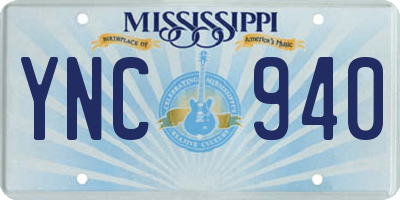 MS license plate YNC940