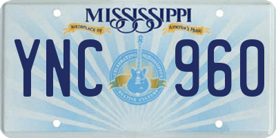 MS license plate YNC960
