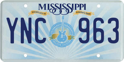 MS license plate YNC963
