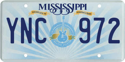 MS license plate YNC972