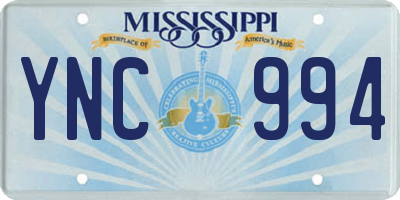 MS license plate YNC994