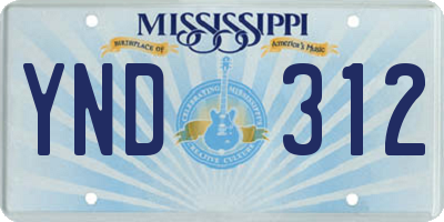 MS license plate YND312