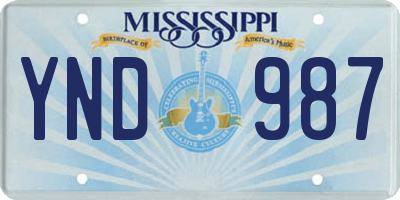 MS license plate YND987