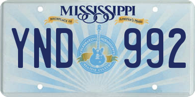 MS license plate YND992