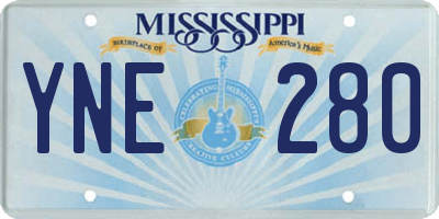MS license plate YNE280