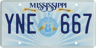 MS license plate YNE667