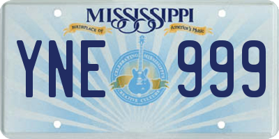MS license plate YNE999