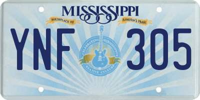 MS license plate YNF305