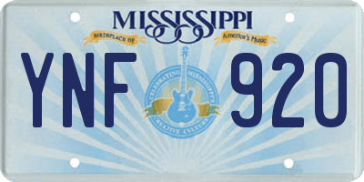 MS license plate YNF920