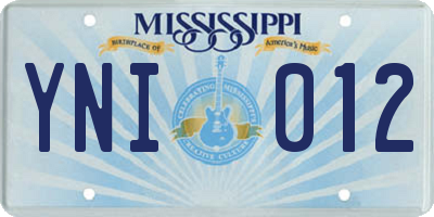 MS license plate YNI012