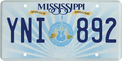 MS license plate YNI892