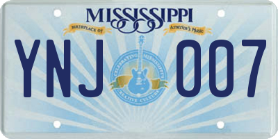 MS license plate YNJ007