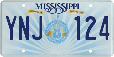 MS license plate YNJ124