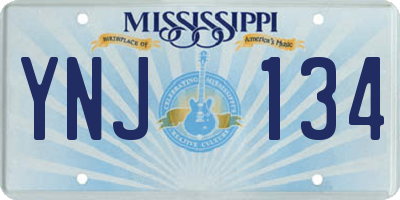 MS license plate YNJ134