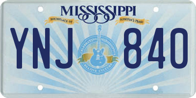 MS license plate YNJ840