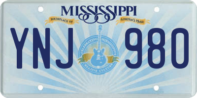 MS license plate YNJ980