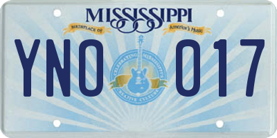 MS license plate YNO017