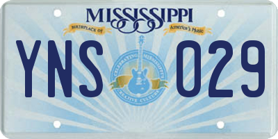 MS license plate YNS029