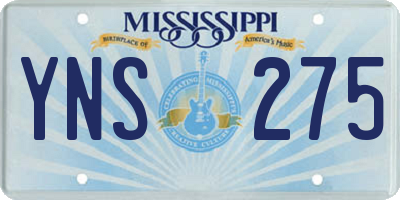 MS license plate YNS275
