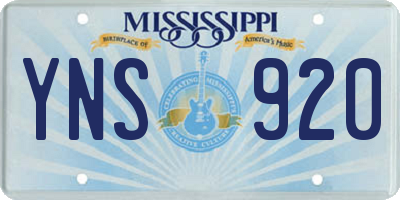 MS license plate YNS920
