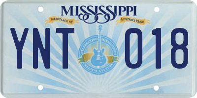 MS license plate YNT018