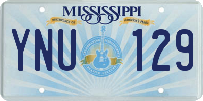 MS license plate YNU129