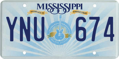 MS license plate YNU674