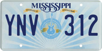 MS license plate YNV312