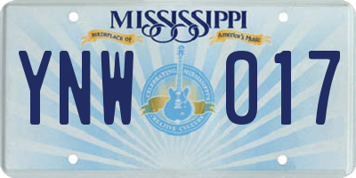 MS license plate YNW017