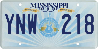 MS license plate YNW218