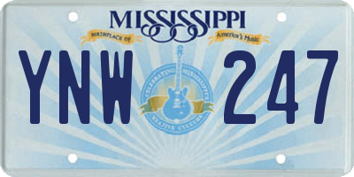 MS license plate YNW247
