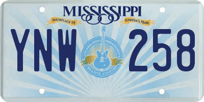 MS license plate YNW258