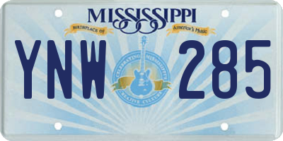 MS license plate YNW285