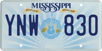 MS license plate YNW830