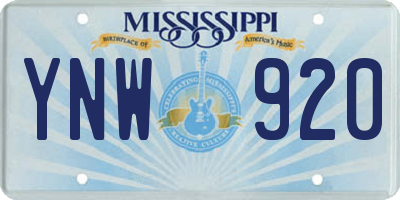 MS license plate YNW920