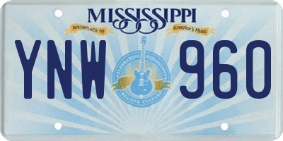 MS license plate YNW960