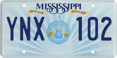 MS license plate YNX102