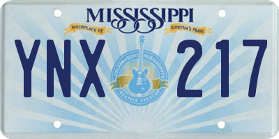MS license plate YNX217