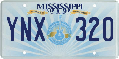 MS license plate YNX320