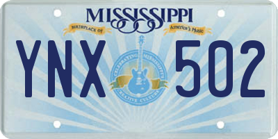 MS license plate YNX502