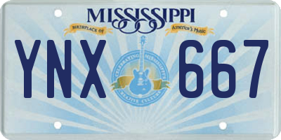 MS license plate YNX667