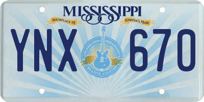 MS license plate YNX670