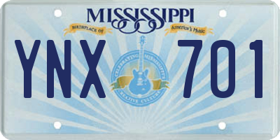MS license plate YNX701