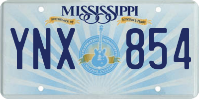 MS license plate YNX854