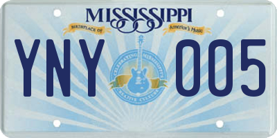 MS license plate YNY005