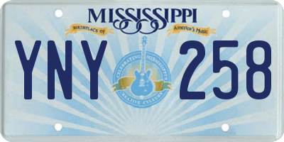 MS license plate YNY258